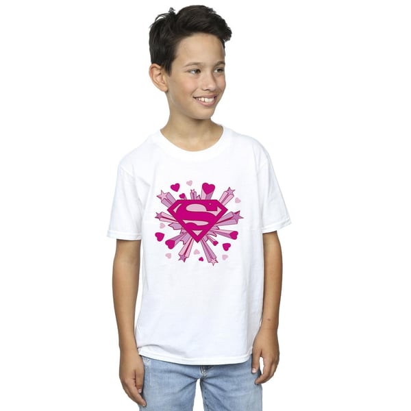 DC Comics Boys Superman Pink Hearts And Stars Logo T-Shirt