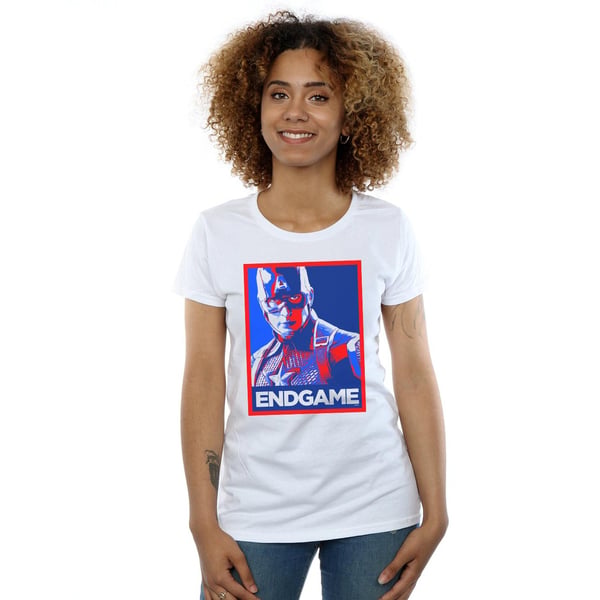 Marvel Womens/Ladies Avengers Endgame Captain America Poster Cotton T-Shirt