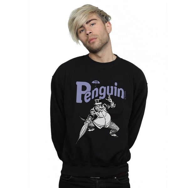 DC Comics Mens Penguin Mono Action Pose Sweatshirt