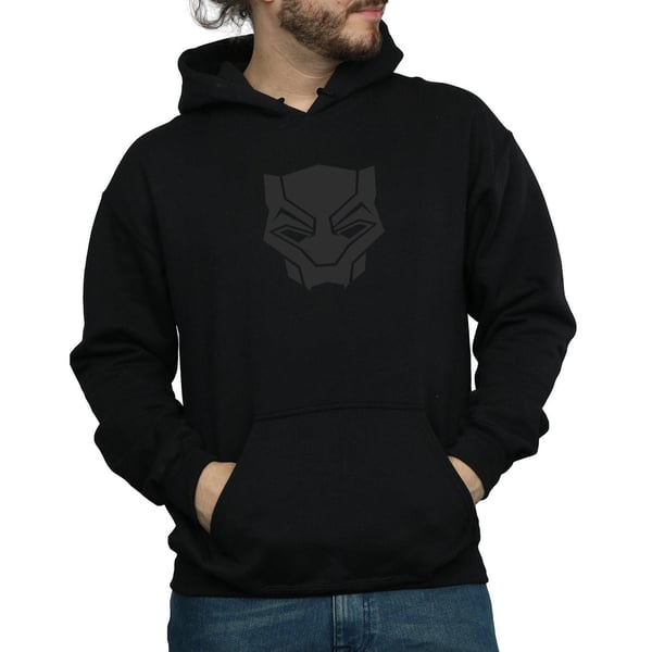 Marvel Mens Black Panther Black On Black Hoodie