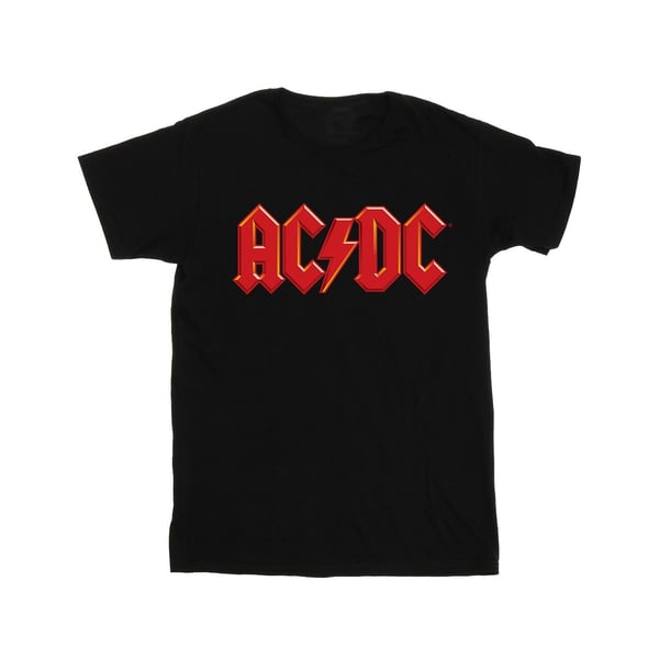 ACDC Womens/Ladies Red Logo Cotton Boyfriend T-Shirt