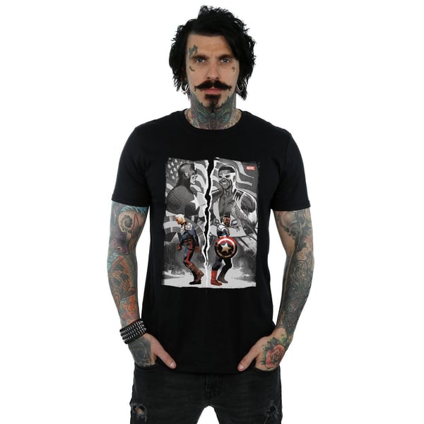 Marvel Mens Falcon And Captain America Split T-Shirt