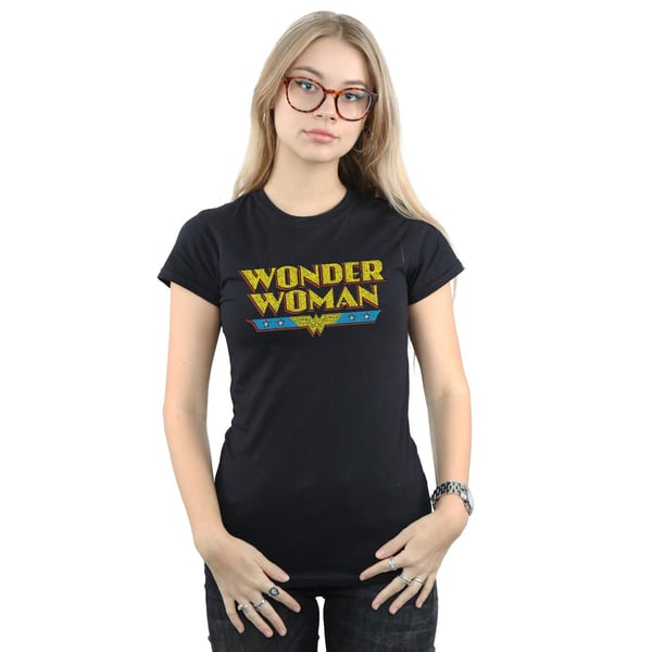 DC Comics Womens/Ladies Wonder Woman Crackle Logo Cotton T-Shirt