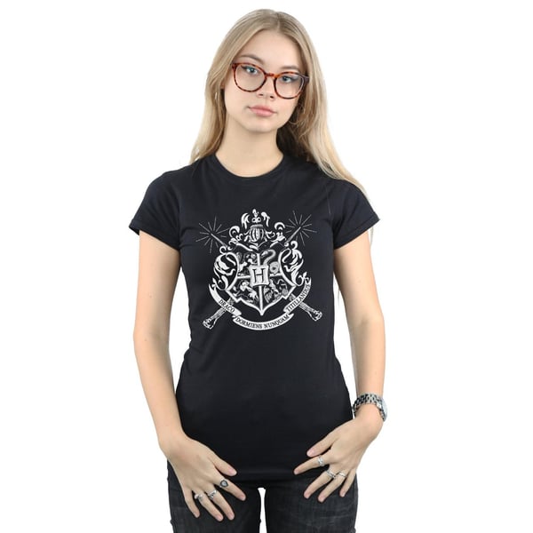 Harry Potter Womens/Ladies Hogwarts Badge Wands Cotton T-Shirt