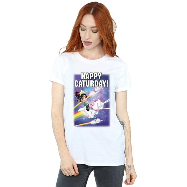 Disney Womens/Ladies Wreck It Ralph Happy Caturday Cotton Boyfriend T-Shirt