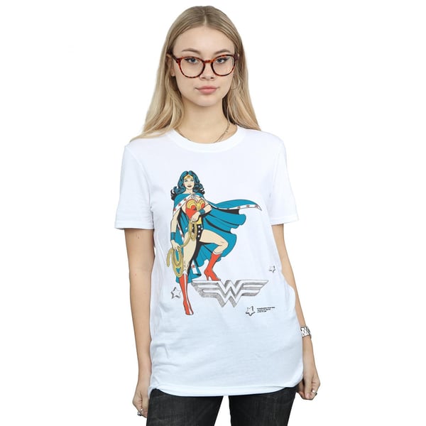 DC Comics Womens/Ladies Wonder Woman Standing Logo Cotton Boyfriend T-Shirt
