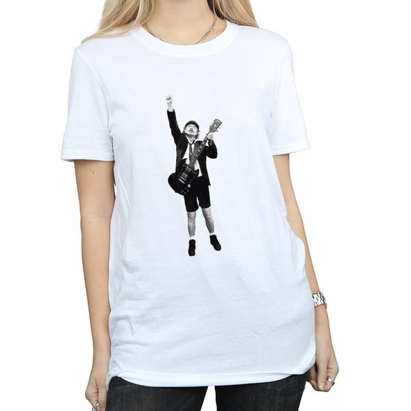 AC/DC Womens/Ladies Angus Young Cut Out Cotton Boyfriend T-Shirt
