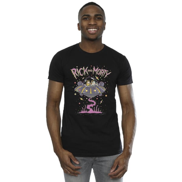 Rick And Morty Mens Pink Spaceship T-Shirt