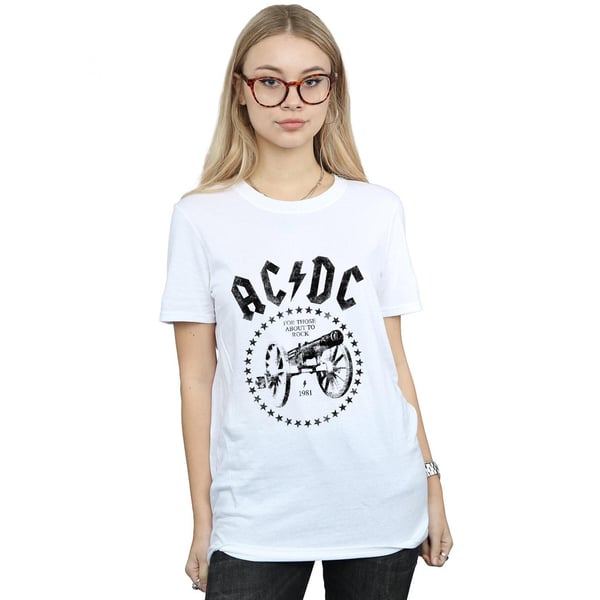 AC/DC Womens/Ladies We Salute You Cannon Cotton Boyfriend T-Shirt