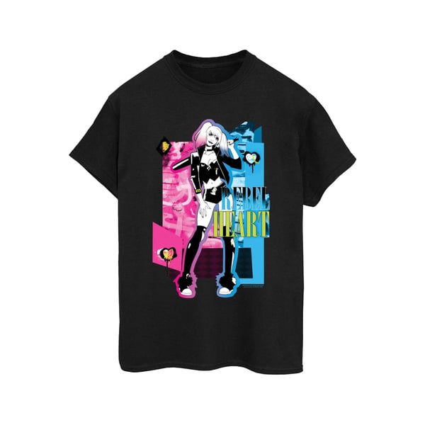 DC Comics Womens/Ladies Harley Quinn Rebel Heart Cotton Boyfriend T-Shirt