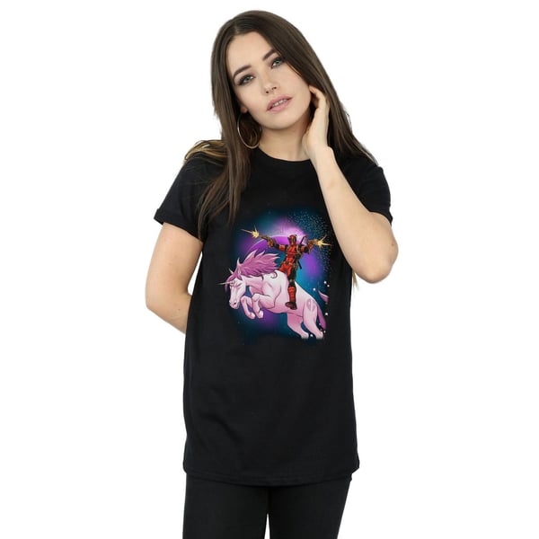Marvel Womens/Ladies Deadpool Space Unicorn Boyfriend Fit Cotton Boyfriend T-Shirt