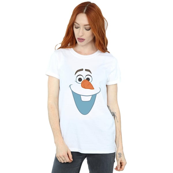 Disney Womens/Ladies Frozen Olaf Face Cotton Boyfriend T-Shirt