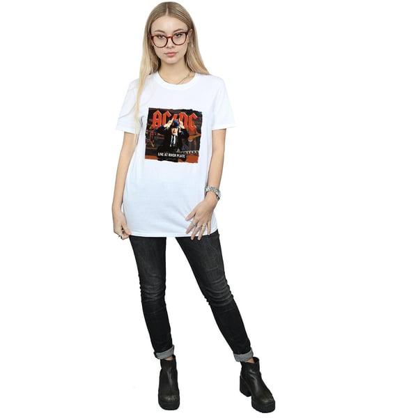 AC/DC Womens/Ladies Live At River Plate Columbia Records Cotton Boyfriend T-Shirt