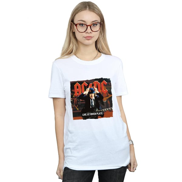 AC/DC Womens/Ladies Live At River Plate Columbia Records Cotton Boyfriend T-Shirt