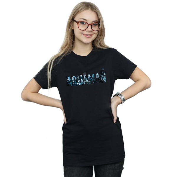 DC Comics Womens/Ladies Aquaman Text Logo Cotton Boyfriend T-Shirt