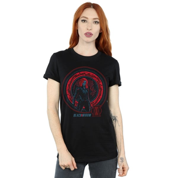 Marvel Womens/Ladies Black Widow Movie Computer Globe Cotton Boyfriend T-Shirt