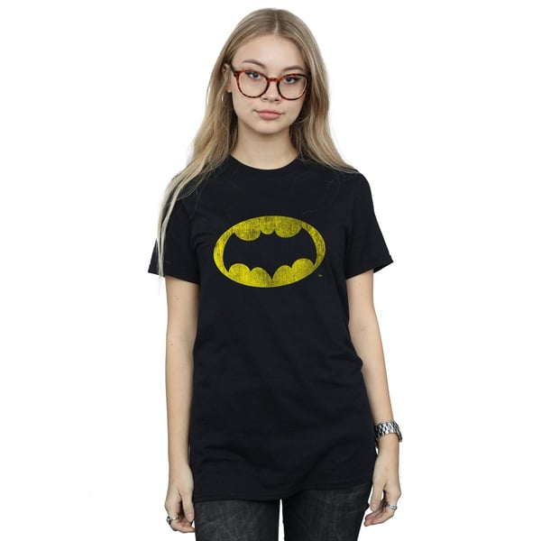 DC Comics Womens/Ladies Batman TV Series Distressed Logo Cotton Boyfriend T-Shirt
