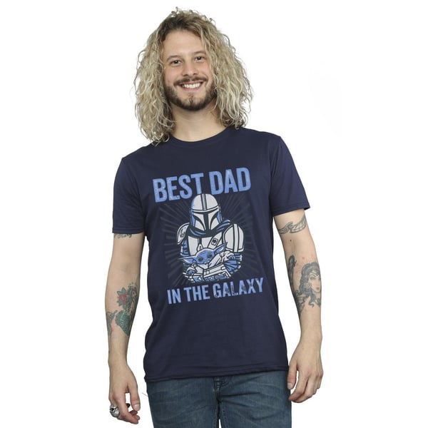 Star Wars Mens Mandalorian Best Dad Galaxy T-Shirt