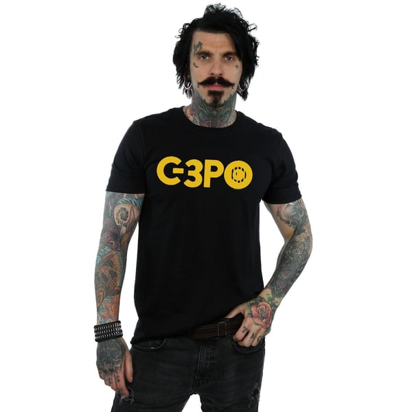 Star Wars Mens The Rise Of Skywalker C-3PO Text Logo T-Shirt
