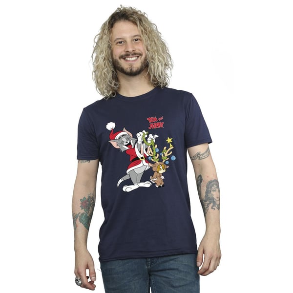 Tom & Jerry Mens Christmas Reindeer T-Shirt