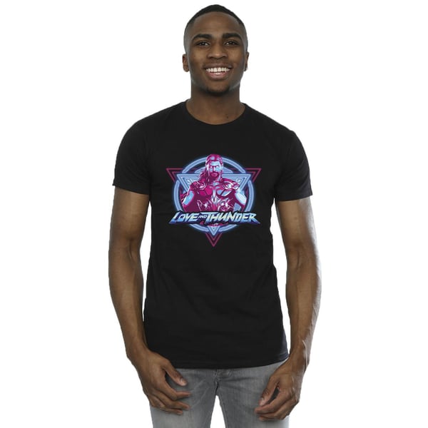 Marvel Miesten Thor Love And Thunder Neon Badge T-paita