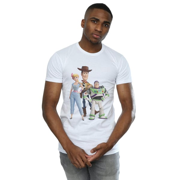 Disney Mens Toy Story 4 Woody Buzz and Bo Peep T-Shirt