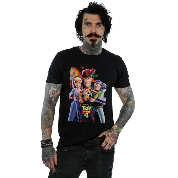Disney Mens Toy Story 4 Buzz Woody And Bo Peep Poster T-Shirt