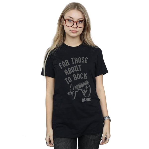 AC/DC Womens/Ladies For Those About To Rock Cannon Cotton Boyfriend T-Shirt