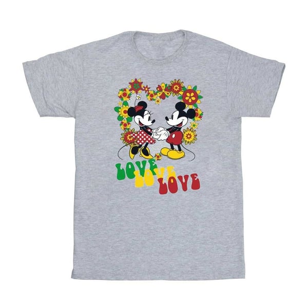 Mickey Mouse Womens/Ladies Hippie Love Mickey & Minnie Mouse Boyfriend T-Shirt