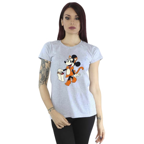 Mickey Mouse Womens/Ladies Cat Trick Or Treat Minnie Mouse Cotton T-Shirt