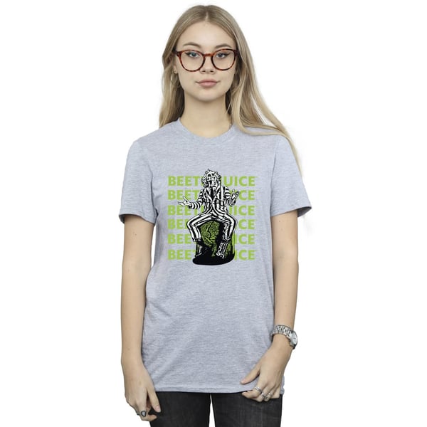 Beetlejuice Womens/Ladies Pose Cotton Repeat Logo Boyfriend T-Shirt