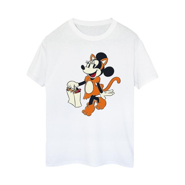 Mickey Mouse Womens/Ladies Cat Trick Or Treat Minnie Mouse Cotton Boyfriend T-Shirt