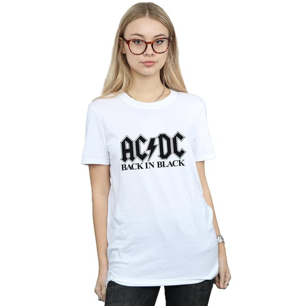 AC/DC Womens/Ladies Back in Black Logo Cotton Boyfriend T-Shirt