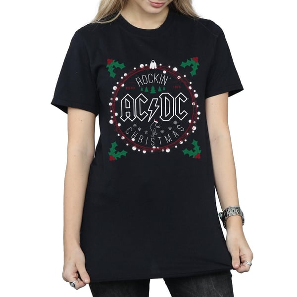 AC/DC Womens/Ladies Christmas Circle Cotton Boyfriend T-Shirt