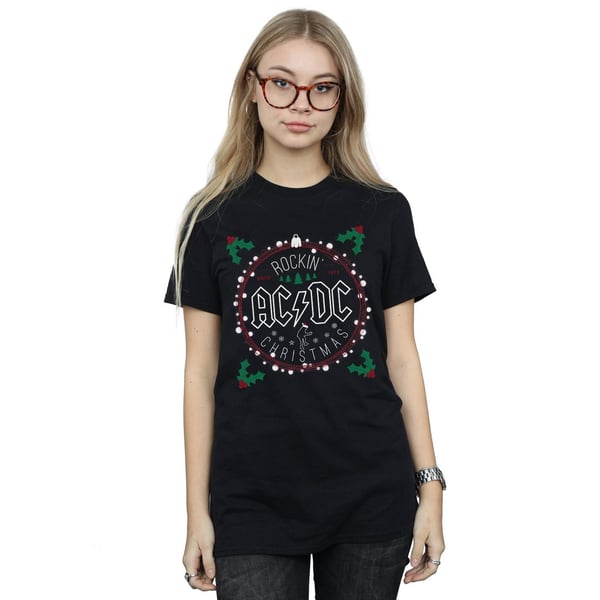 AC/DC Womens/Ladies Christmas Circle Cotton Boyfriend T-Shirt