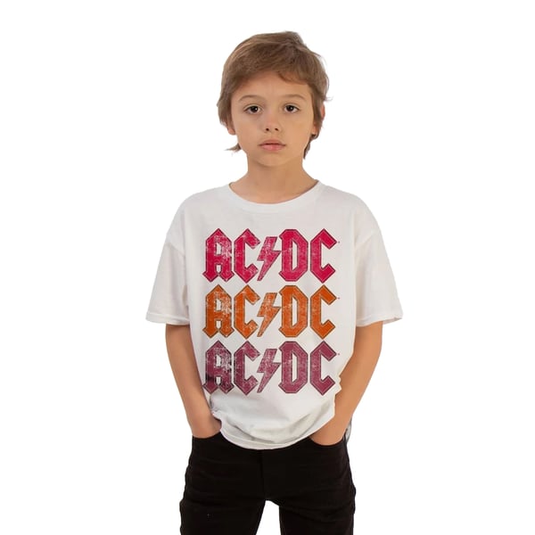 AC/DC Boys Repeat Logo Distressed T-paita