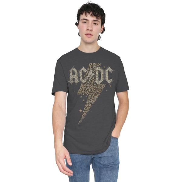 AC/DC Mens Leopard Bolt Cotton T-Shirt