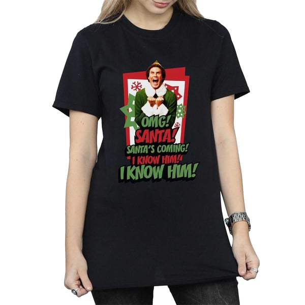 Elf Womens/Ladies Santa Is Coming Boyfriend T-Shirt