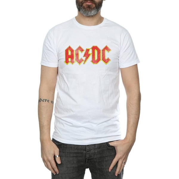 AC/DC Mens Distressed Cotton Repeat Logo T-Shirt