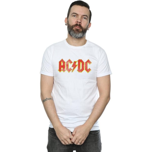 AC/DC Mens Distressed Cotton Repeat Logo T-Shirt