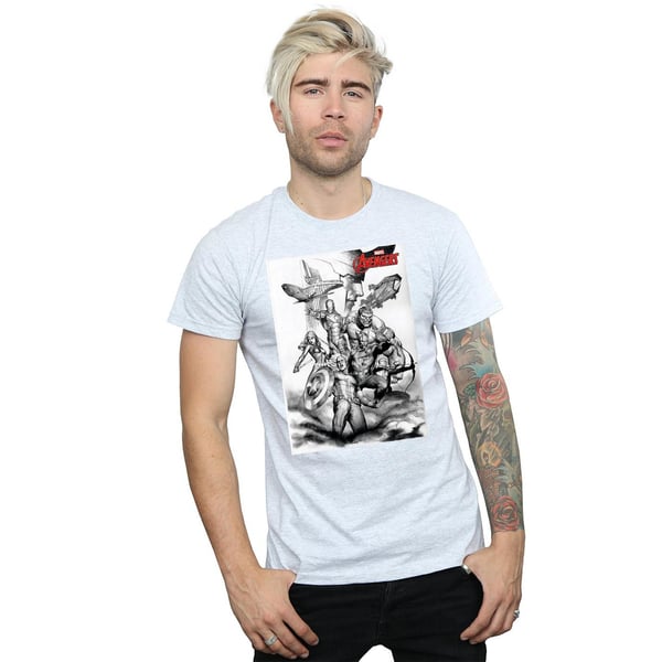 Marvel Mens Avengers Assemble Team Sketch T-paita
