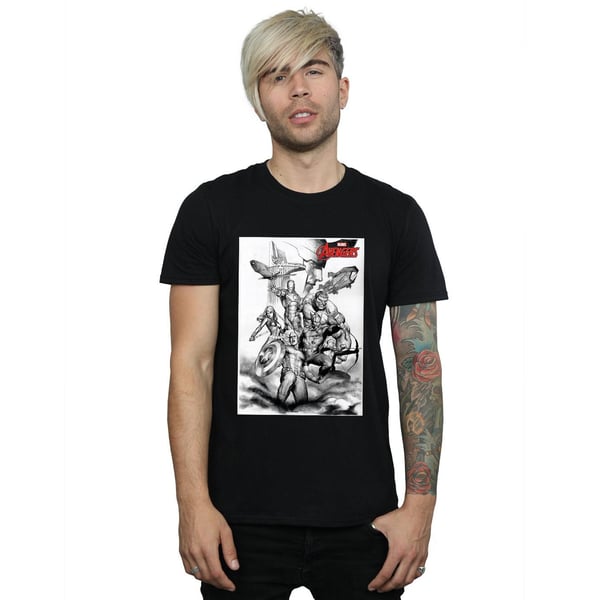 Marvel Mens Avengers Assemble Team Sketch T-paita