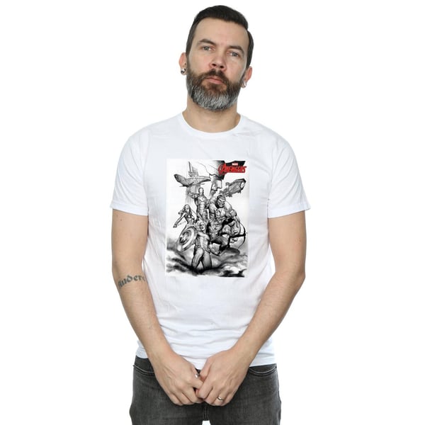 Marvel Mens Avengers Assemble Team Sketch T-paita