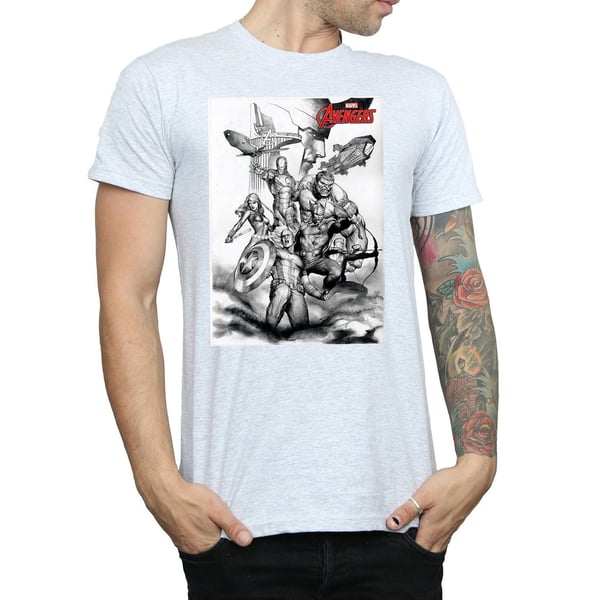 Marvel Mens Avengers Assemble Team Sketch T-paita