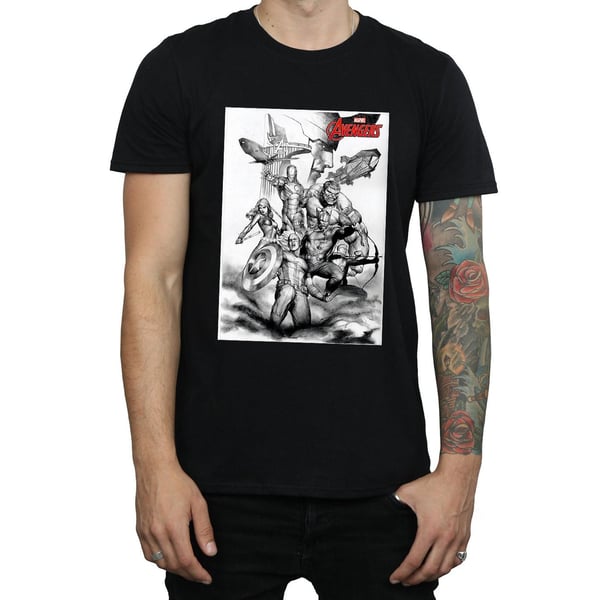 Marvel Mens Avengers Assemble Team Sketch T-paita