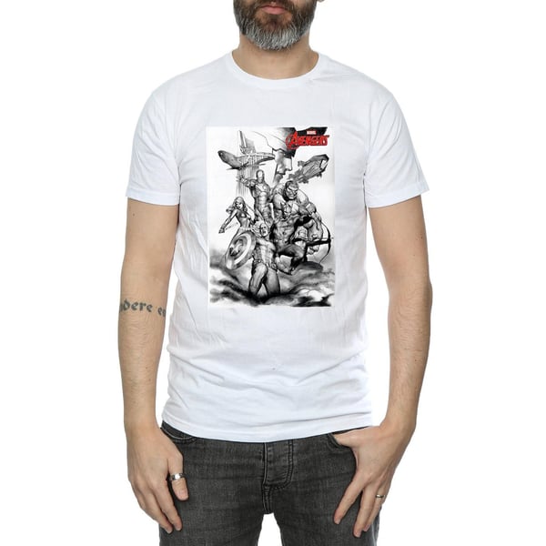 Marvel Mens Avengers Assemble Team Sketch T-paita