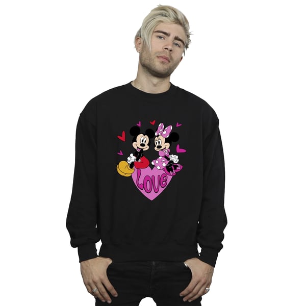 Disney Mens Love Mickey & Minnie Mouse Hearts Sweatshirt