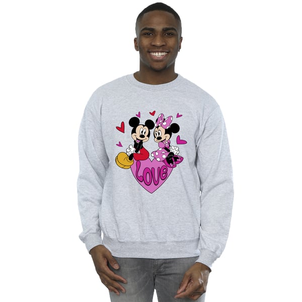 Disney Mens Love Mickey & Minnie Mouse Hearts Sweatshirt