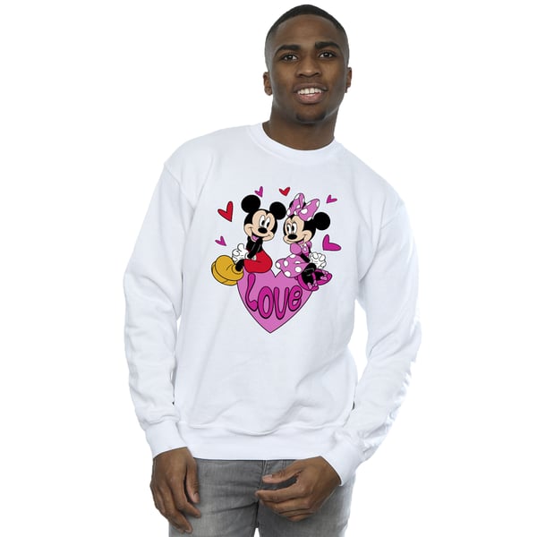 Disney Mens Love Mickey & Minnie Mouse Hearts Sweatshirt