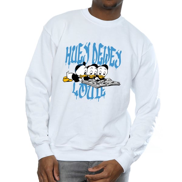 Disney Mens Huey Dewey Louie Reading Sweatshirt